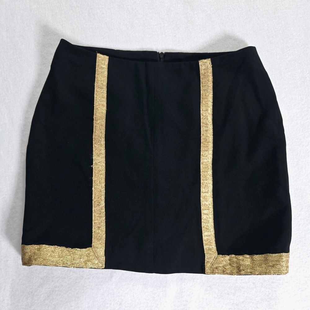 Rag & Bone Skirt Size 0 Black Gold Womens Zip Mini‎ Lined Short Made In USA